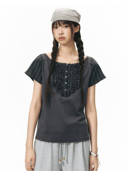 NAPSNAPS Ruffle Patchwork Knit Women&