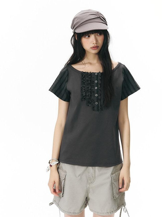 NAPSNAPS Ruffle Patchwork Knit Women&