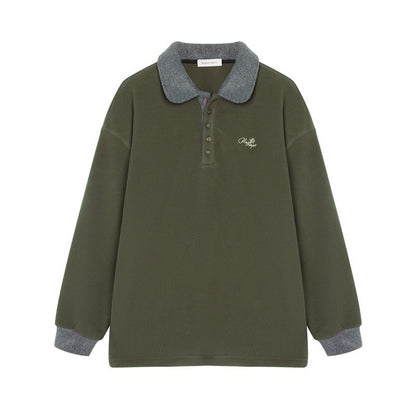 NAPSNAPS_Sage_Green_Embroidered_Colorblock_Polo_Collar_Women&