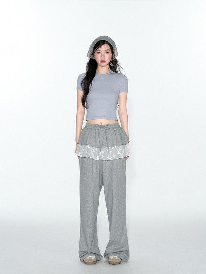 NAPSNAPS Scalloped Contrast Jacquard Layered Slim Women&