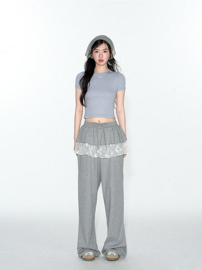 NAPSNAPS Scalloped Contrast Jacquard Layered Slim Women&