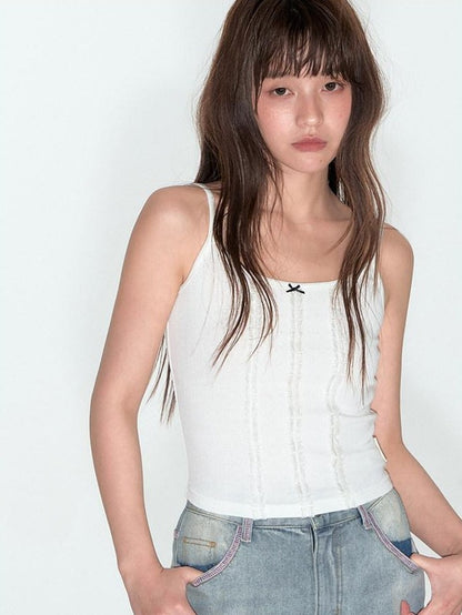 NAPSNAPS Scalloped Contrast Jacquard Layered Slim Women&