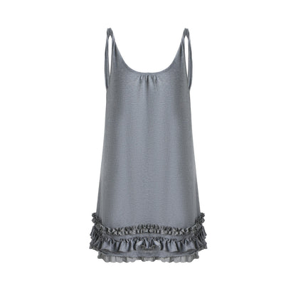 NAPSNAPS_Sheer_Lettuce_Hem_H_Shape_Loose_Waist_Women&