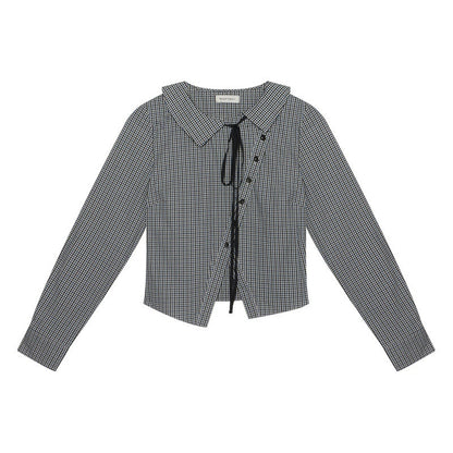 NAPSNAPS_Slanted_Placket_Checked_Splice_Tie_Women&