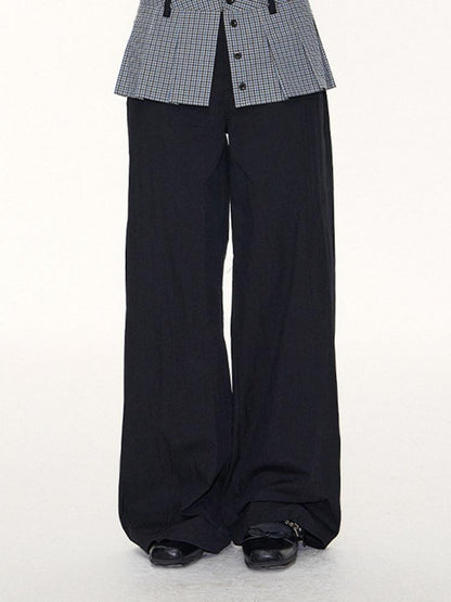 NAPSNAPS Slanted Placket Checked Splice Tie Women&