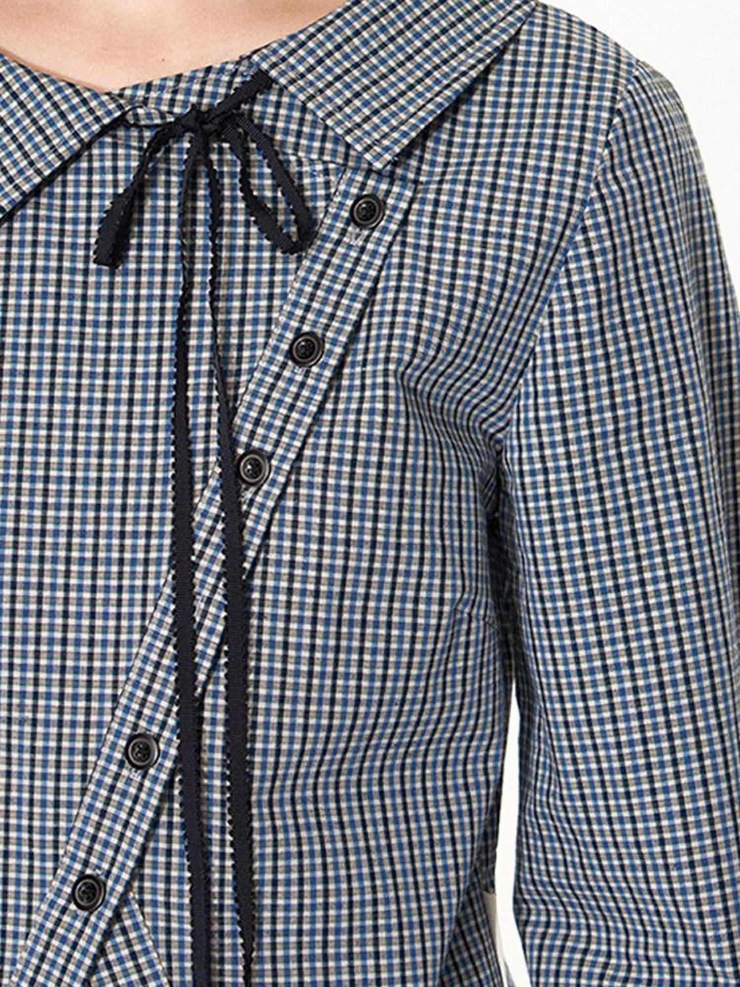 NAPSNAPS Slanted Placket Checked Splice Tie Women&