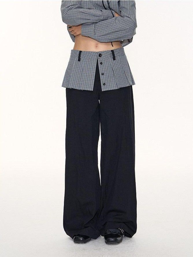 NAPSNAPS Slanted Placket Checked Splice Tie Women&