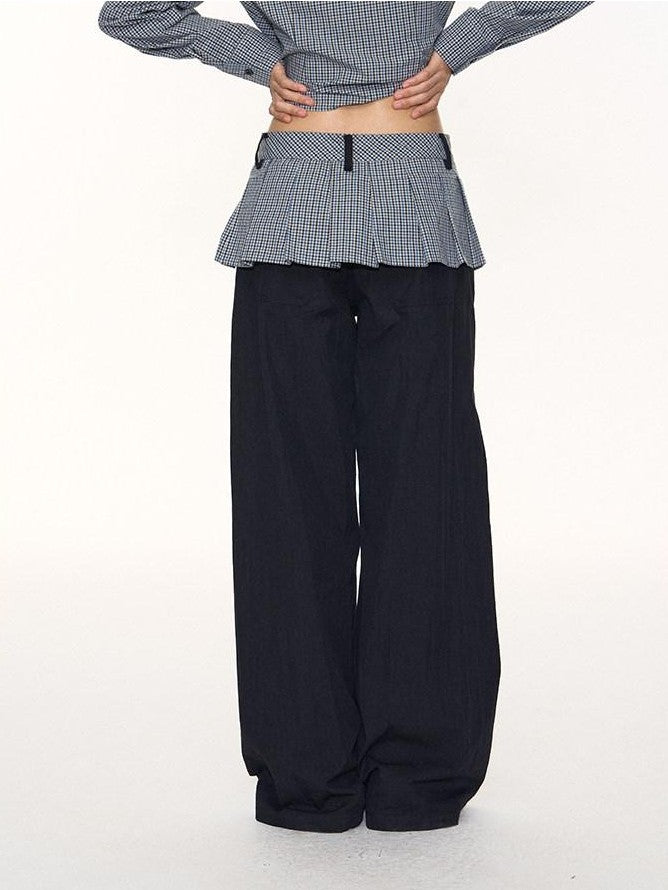 NAPSNAPS Slanted Placket Checked Splice Tie Women&