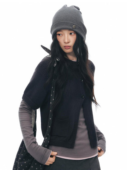 NAPSNAPS Slim Fit Decorative Button Layered Knitted Women&