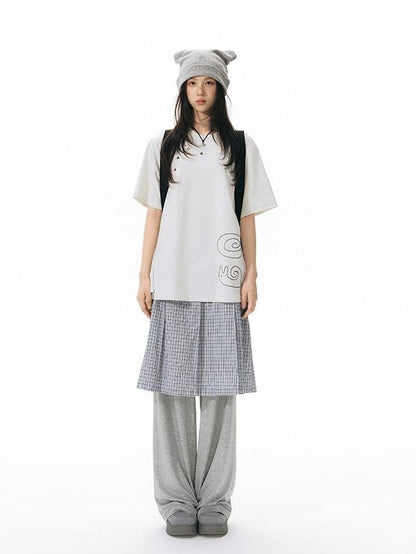 NAPSNAPS Snail Embroidered Oversized Round Neck Women&