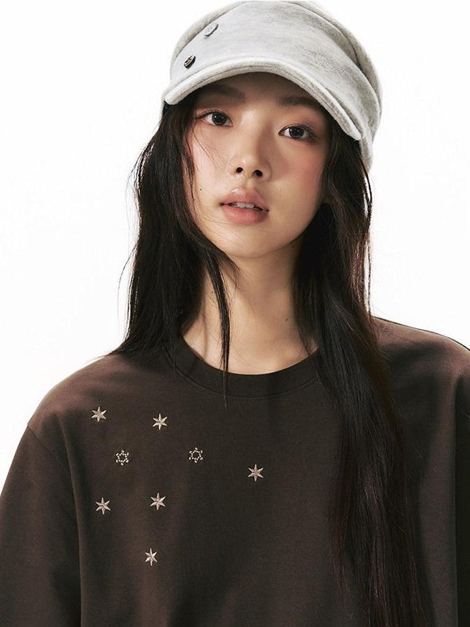 NAPSNAPS Snail Embroidered Oversized Round Neck Women&