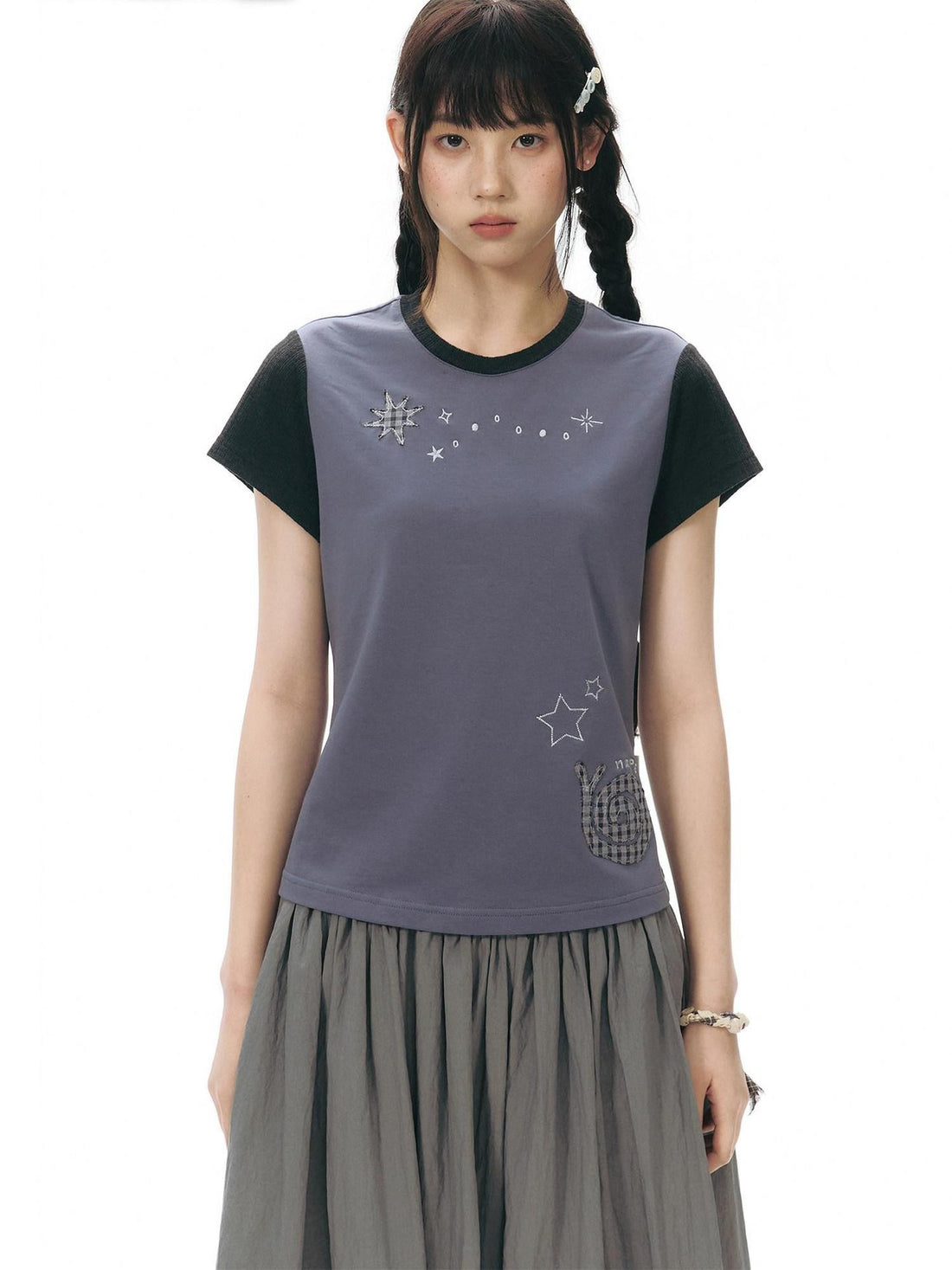 NAPSNAPS Snail Patch Contrast Embroidery Women&