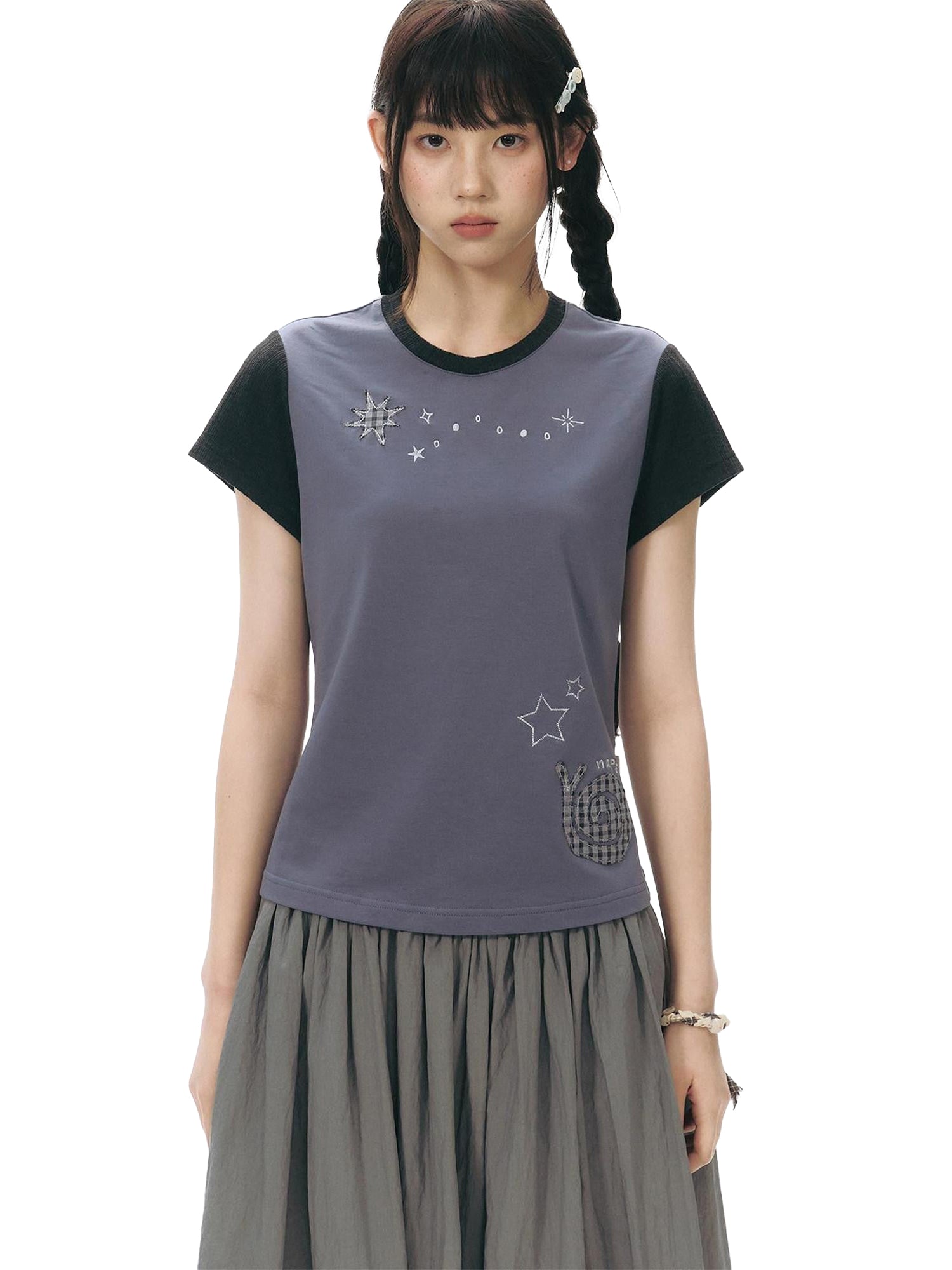NAPSNAPS Snail Patch Contrast Embroidery Women&