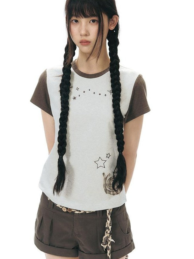 NAPSNAPS Snail Patch Contrast Embroidery Women&