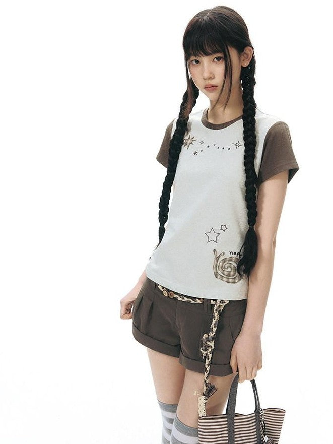 NAPSNAPS Snail Patch Contrast Embroidery Women&