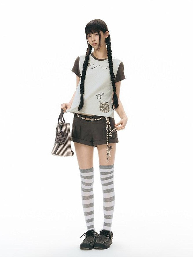 NAPSNAPS Snail Patch Contrast Embroidery Women&