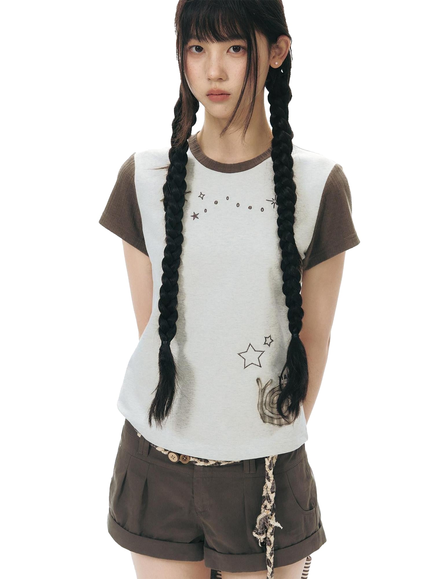 NAPSNAPS Snail Patch Contrast Embroidery Women&