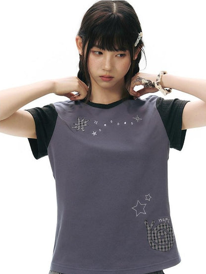 NAPSNAPS Snail Patch Contrast Embroidery Women&