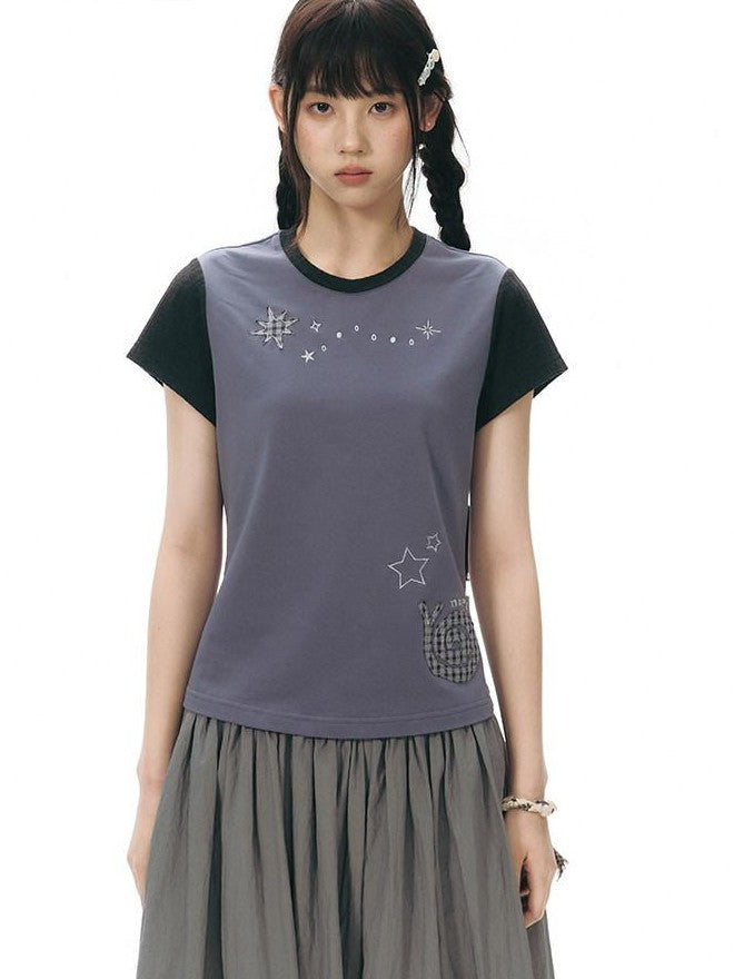NAPSNAPS Snail Patch Contrast Embroidery Women&
