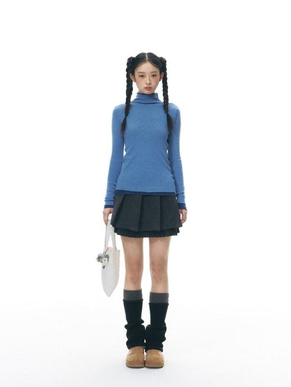 NAPSNAPS Solid Fine Knit High Neck Slim Fit Women&