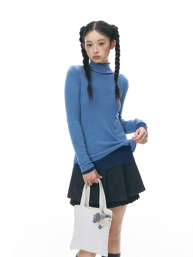 NAPSNAPS Solid Fine Knit High Neck Slim Fit Women&