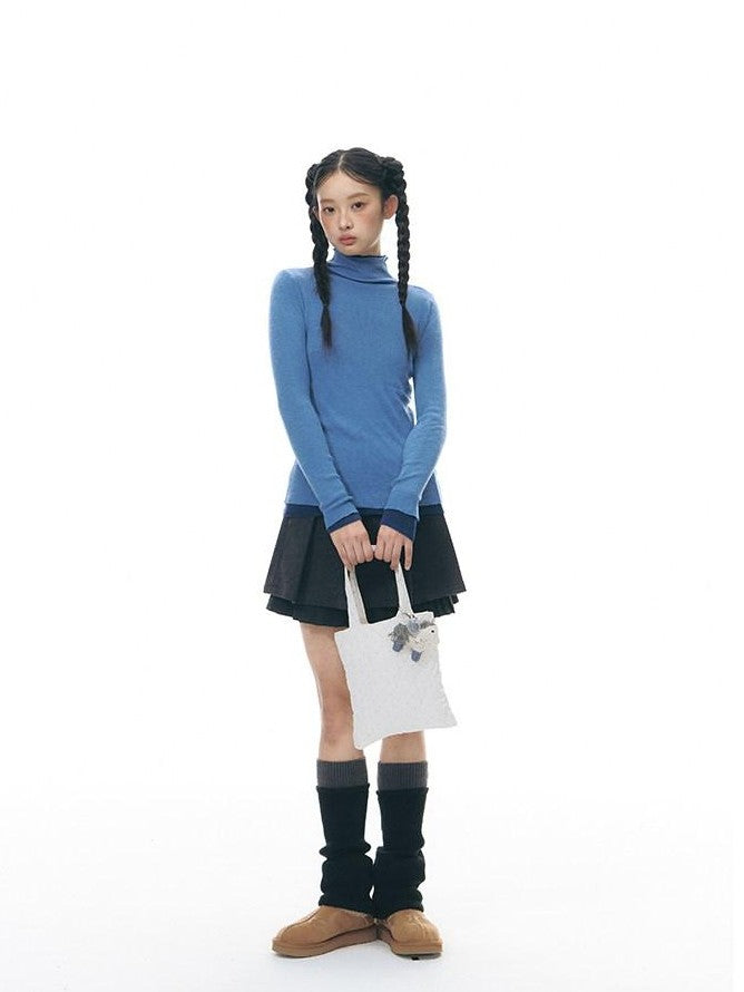 NAPSNAPS Solid Fine Knit High Neck Slim Fit Women&