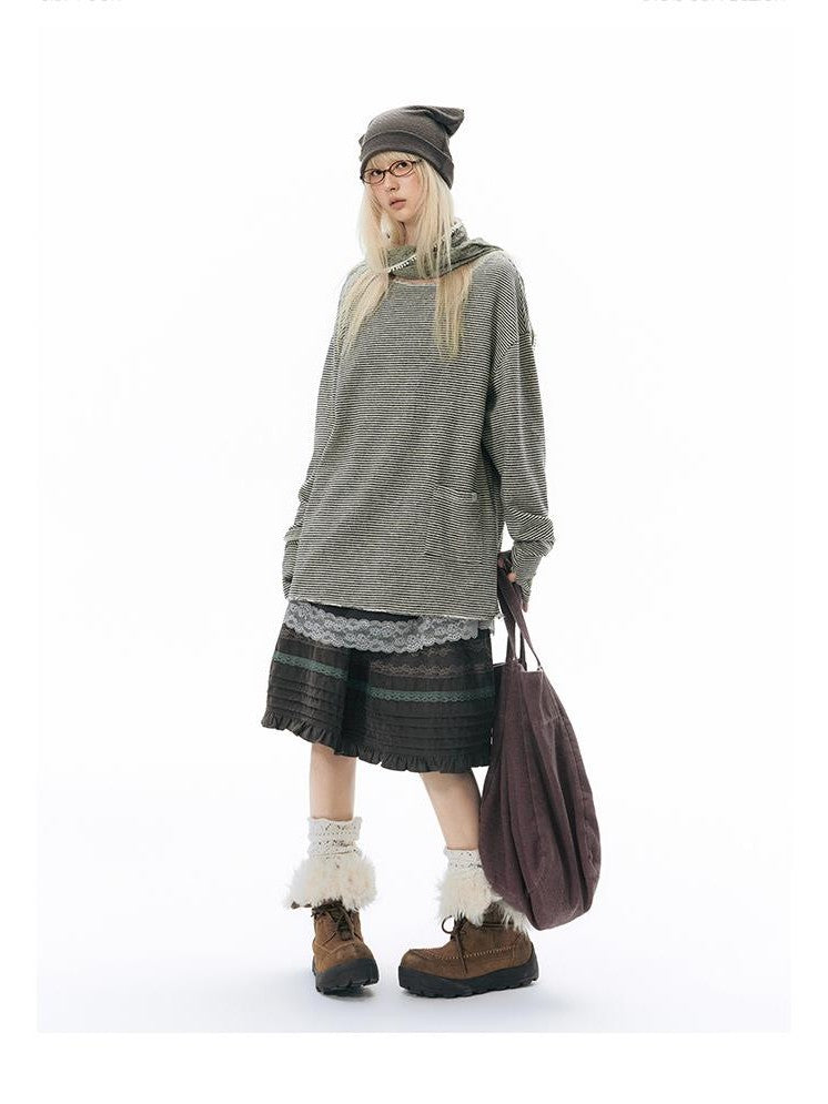 NAPSNAPS Split Cuff Drop Shoulder Knit Women&