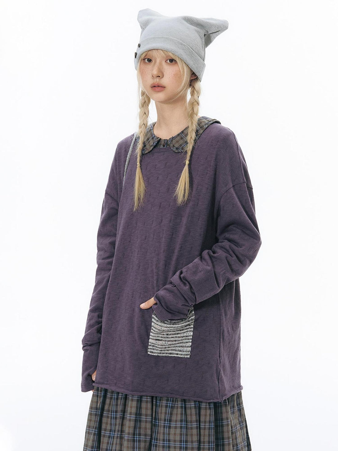 NAPSNAPS Split Cuff Drop Shoulder Knit Women&