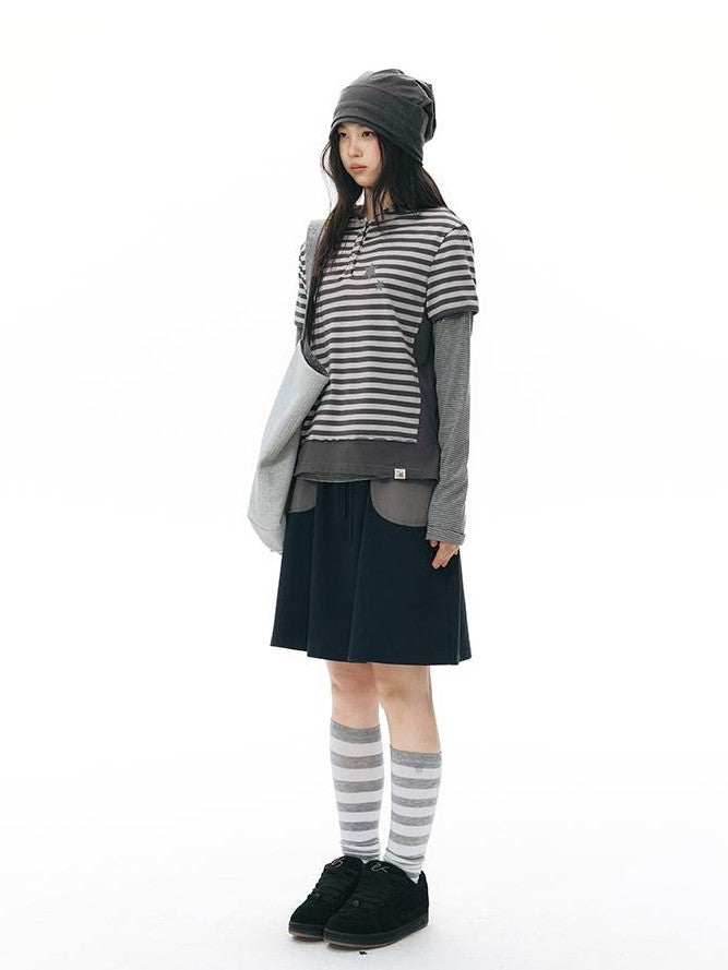 NAPSNAPS Sporty Pocket Patchwork A Line Elastic Waist Women&
