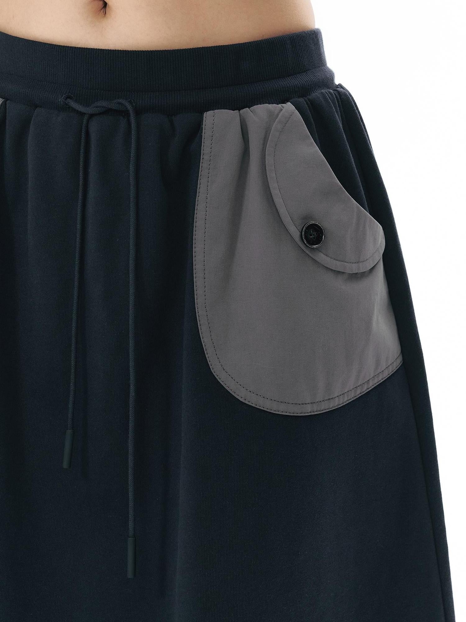 NAPSNAPS Sporty Pocket Patchwork A Line Elastic Waist Women&