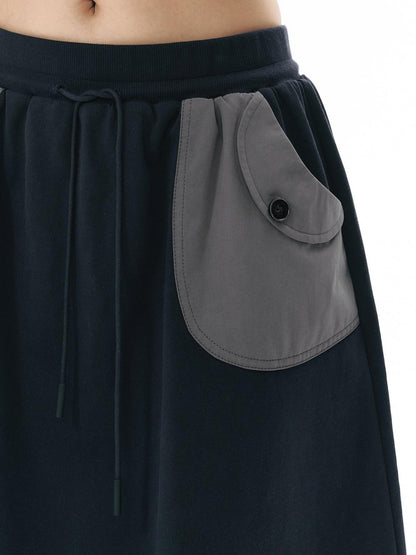 NAPSNAPS Sporty Pocket Patchwork A Line Elastic Waist Women&