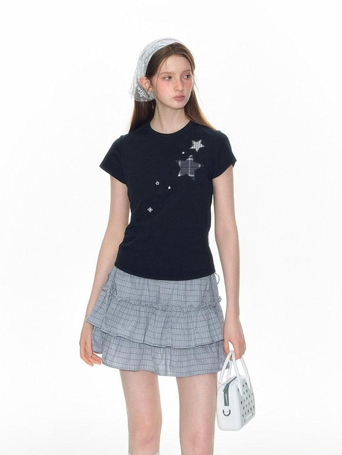 NAPSNAPS Star Applique Embroidered Slim Fit Women&