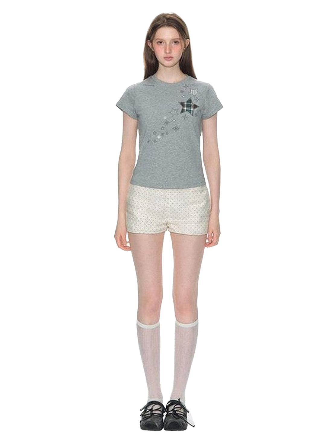 NAPSNAPS Star Applique Embroidered Slim Fit Women&