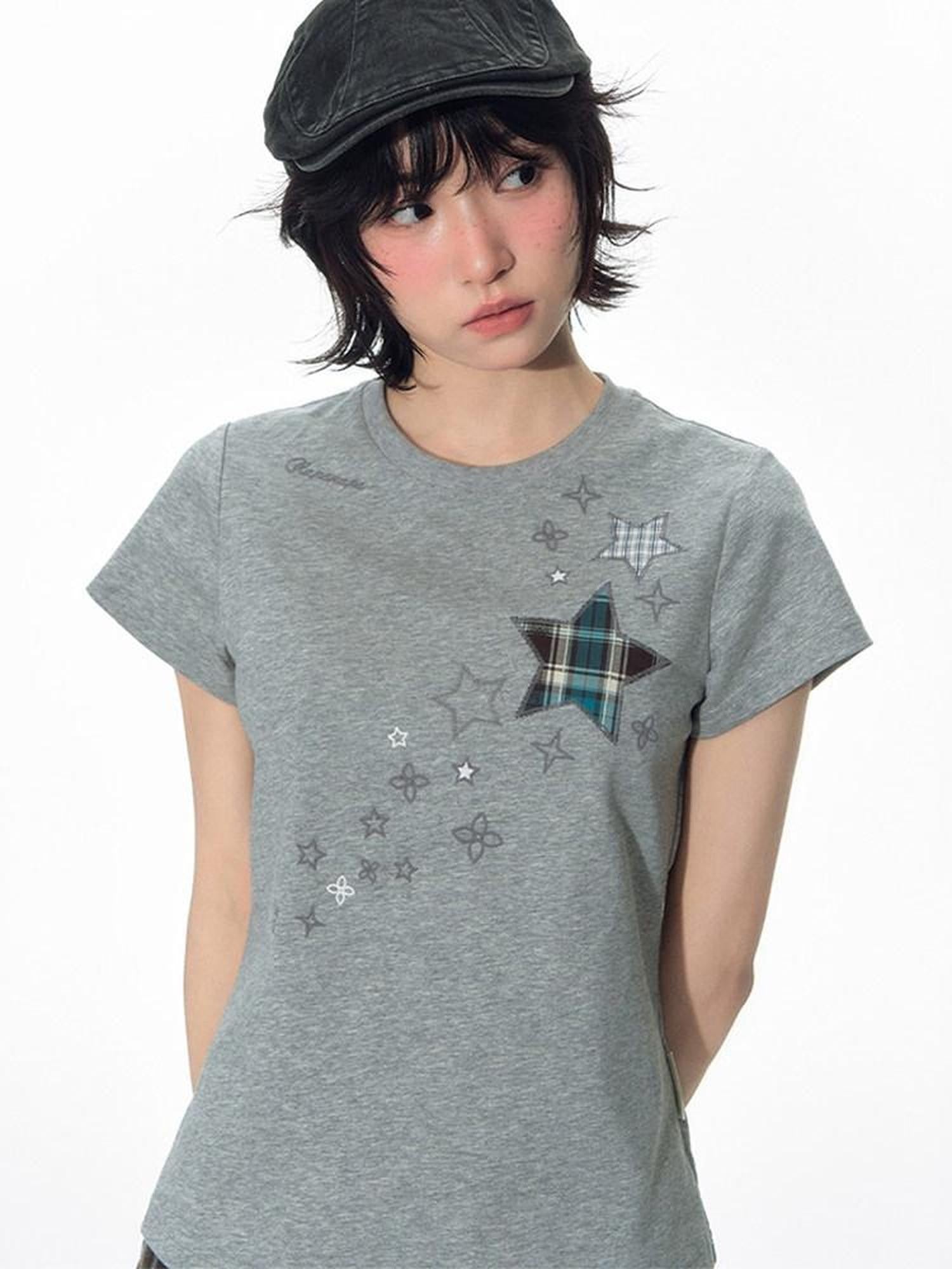 NAPSNAPS Star Applique Embroidered Slim Fit Women&