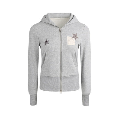 NAPSNAPS_Star_Applique_Embroidered_Zip_Up_Hooded_Slim_Fit_Women&