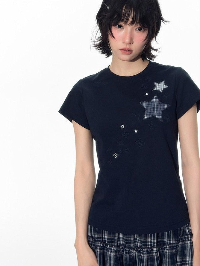 NAPSNAPS Star Applique Embroidery Women&