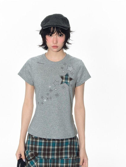 NAPSNAPS Star Applique Embroidery Women&