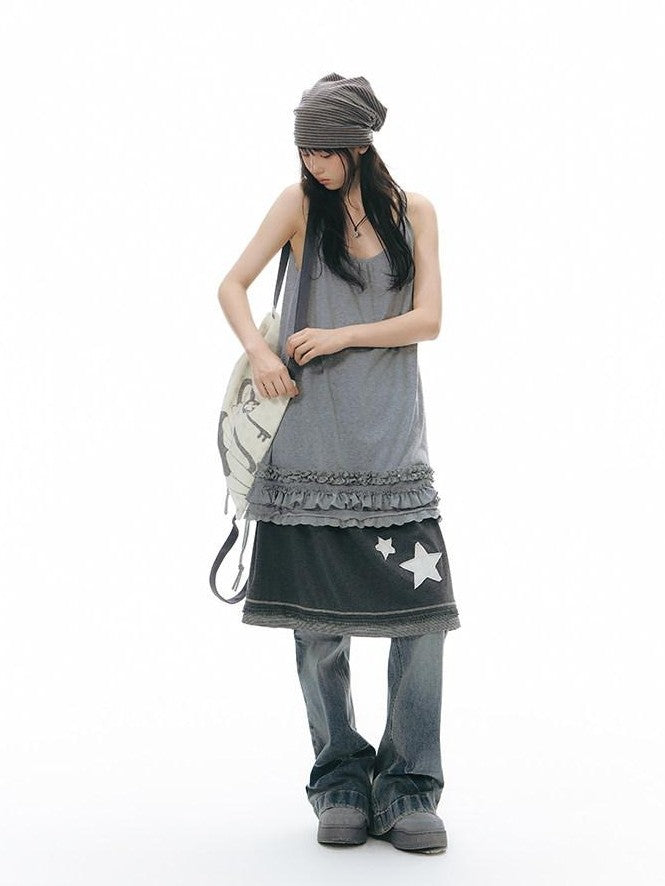 NAPSNAPS Star Applique Knitted Patchwork Women&