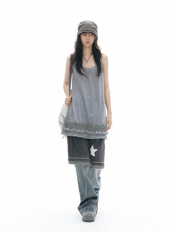 NAPSNAPS Star Applique Knitted Patchwork Women&