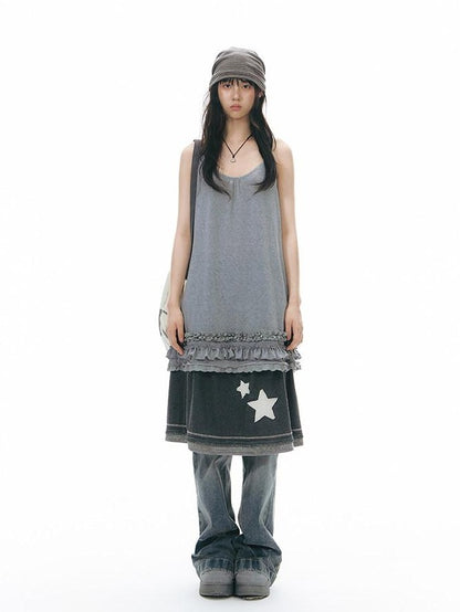 NAPSNAPS Star Applique Knitted Patchwork Women&