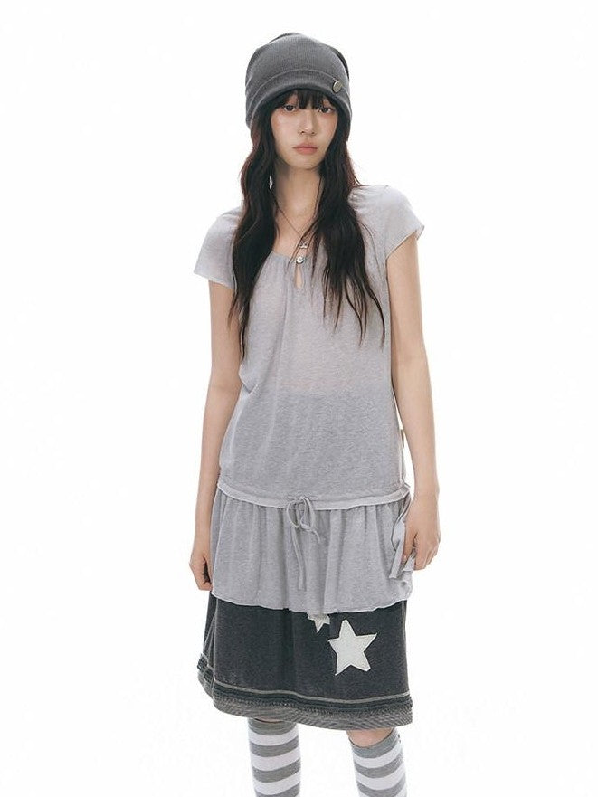 NAPSNAPS Star Applique Knitted Patchwork Women&