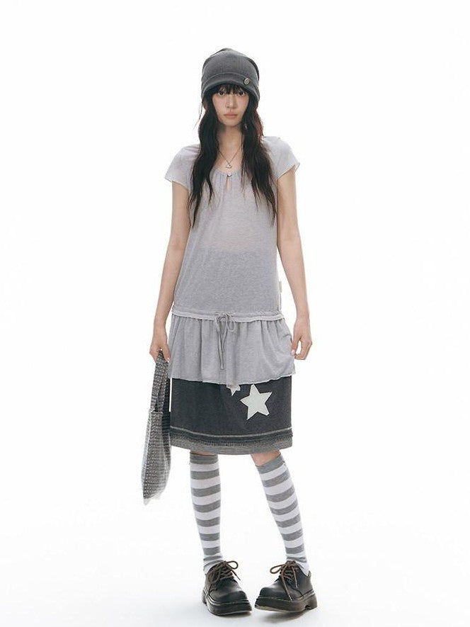 NAPSNAPS Star Applique Knitted Patchwork Women&