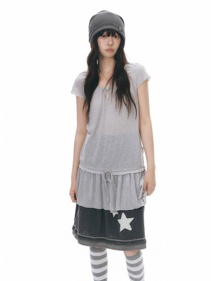 NAPSNAPS Star Applique Knitted Patchwork Women&