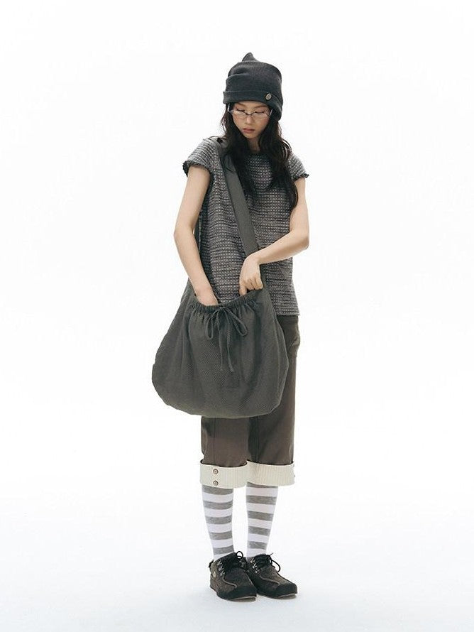 NAPSNAPS Star Grey Plaid Reversible Button Dumpling Women&