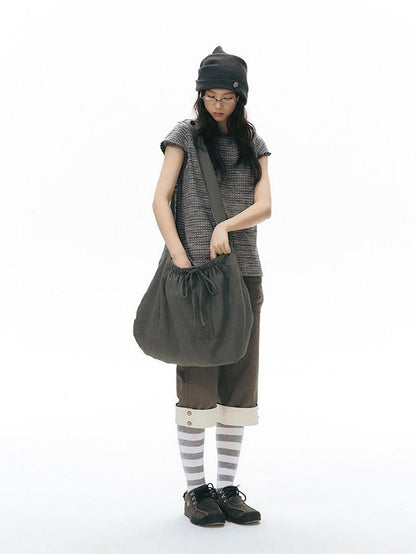 NAPSNAPS Star Grey Plaid Reversible Button Dumpling Women&