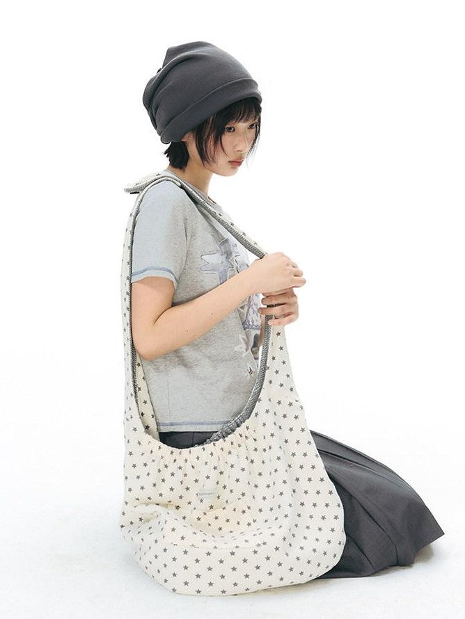 NAPSNAPS Star Grey Plaid Reversible Button Dumpling Women&