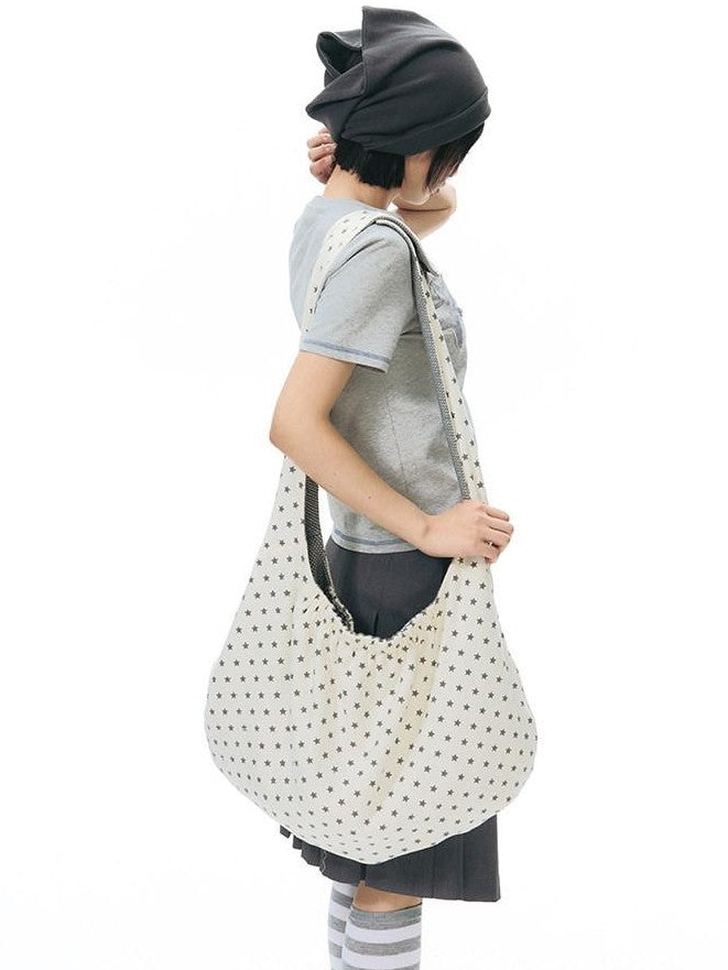 NAPSNAPS Star Grey Plaid Reversible Button Dumpling Women&