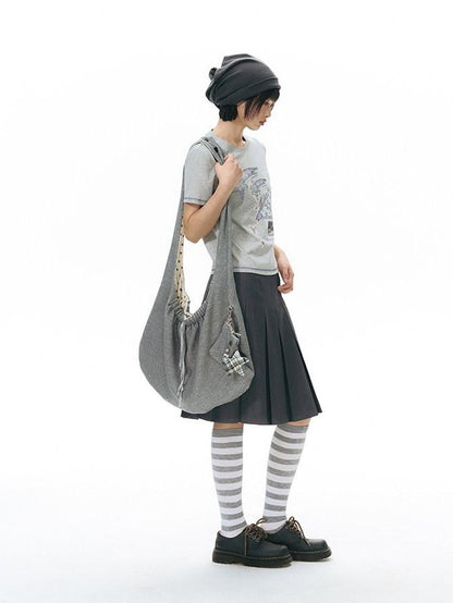 NAPSNAPS Star Grey Plaid Reversible Button Dumpling Women&