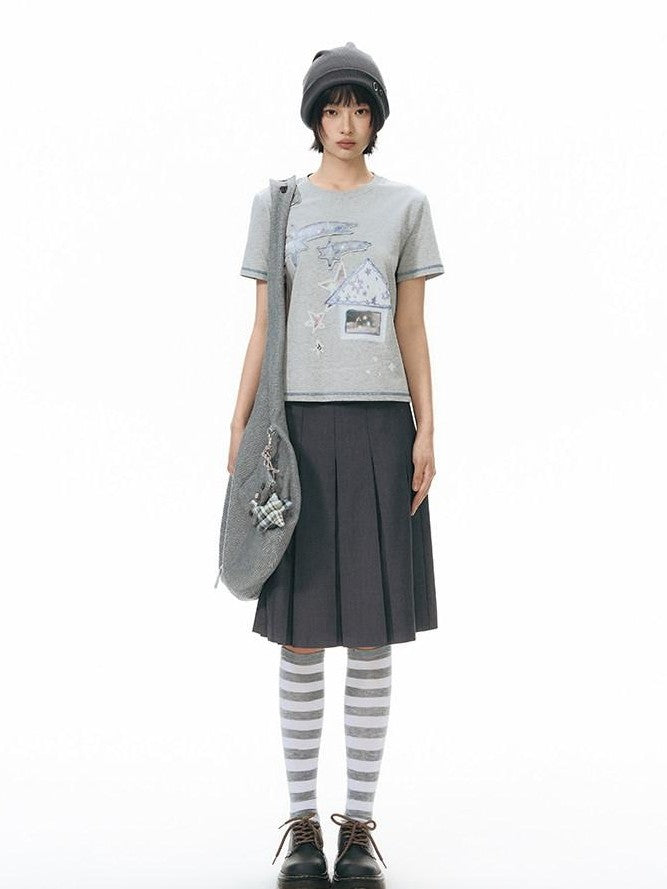 NAPSNAPS Star Grey Plaid Reversible Button Dumpling Women&
