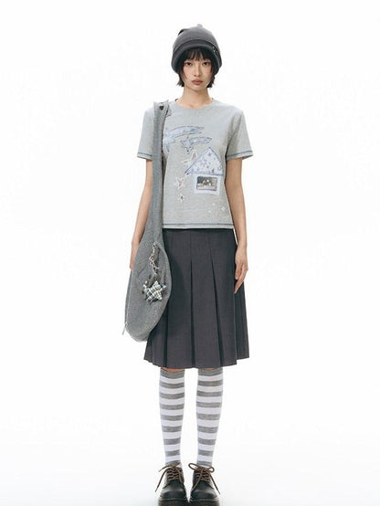 NAPSNAPS Star Grey Plaid Reversible Button Dumpling Women&